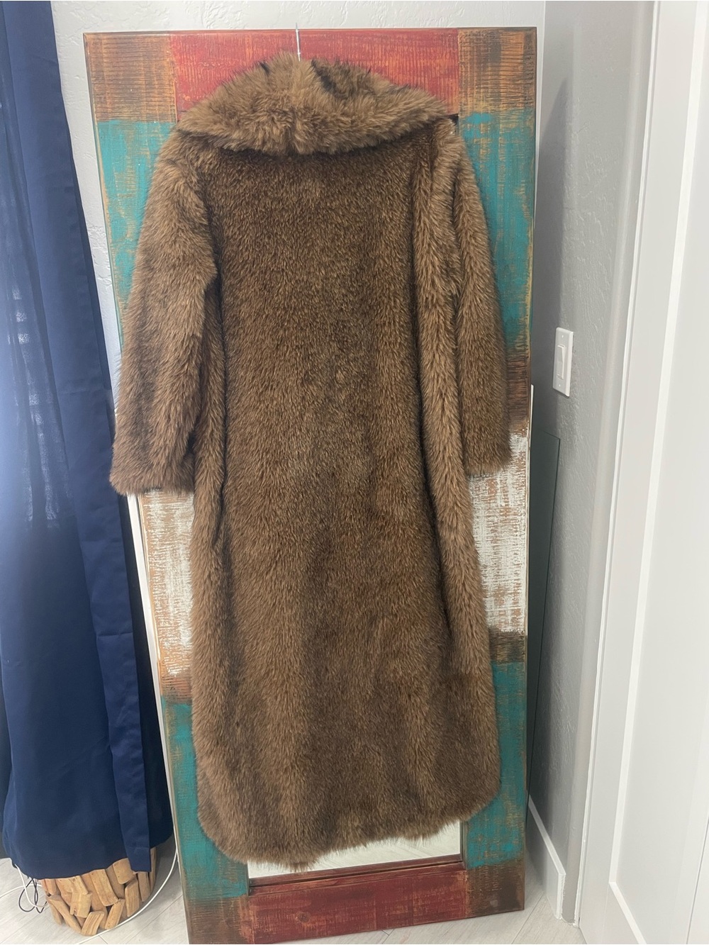 Plush Long Teddy Faux Fur Coat - Brown - Picture 5 of 8